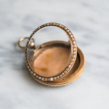 Load image into Gallery viewer, Antique Victorian Blue Guilloché Enamel with Halo Seed Pearl Locket
