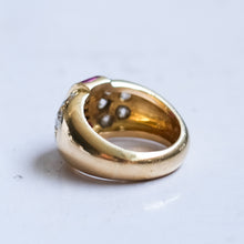 Load image into Gallery viewer, Retro 1940s French Diamond and Ruby Bombe Ring
