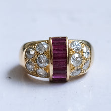 Load image into Gallery viewer, Retro 1940s French Diamond and Ruby Bombe Ring
