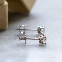 Load image into Gallery viewer, 14K White Gold Diamond Stud Earrings 0.6-0.7 cttw.
