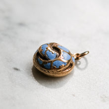 Load image into Gallery viewer, Victorian 14K Rose Gold Cerulean Blue Enamel Mourning Pendant
