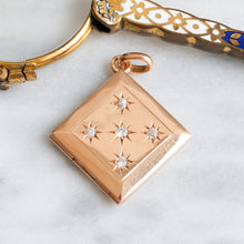 Load image into Gallery viewer, Art Nouveau / Jugendstil Celestial Star Set Diamond Rhombus Locket
