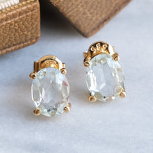 Load image into Gallery viewer, Vintage Aquamarine Stud Earrings
