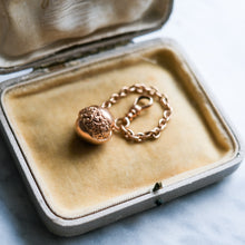 Load image into Gallery viewer, Victorian 14K Rose Gold Watch Chain Extender with Repousse Floral Ball Fob
