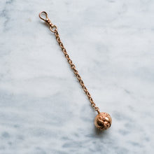 Load image into Gallery viewer, Victorian 14K Rose Gold Watch Chain Extender with Repousse Floral Ball Fob
