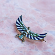 Load image into Gallery viewer, Antique Victorian Egyptian Revival Enamel Eagle Horus Brooch
