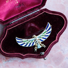 Load image into Gallery viewer, Antique Victorian Egyptian Revival Enamel Eagle Horus Brooch
