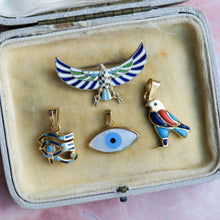 Load image into Gallery viewer, Antique Victorian Egyptian Revival Enamel Eagle Horus Brooch
