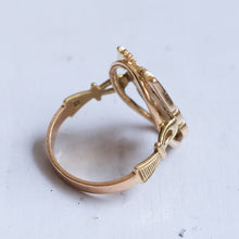Load image into Gallery viewer, Vintage Egyptian Scarab Ring with Ankh Shoulders
