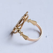 Load image into Gallery viewer, Vintage Egyptian Scarab Ring with Ankh Shoulders

