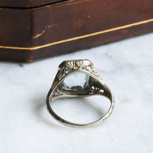 Load image into Gallery viewer, Art Deco 18K White Gold Aquamarine Ring by Belais
