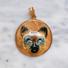 Load image into Gallery viewer, Vintage 14K Gold 3D Enamel Siamese Cat Pendant
