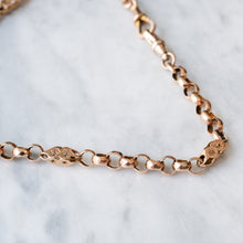 Load image into Gallery viewer, Antique 9K Rose Gold Celestial Star Pierced Albert Chain with T-Bar
