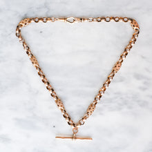 Load image into Gallery viewer, Antique 9K Rose Gold Celestial Star Pierced Albert Chain with T-Bar
