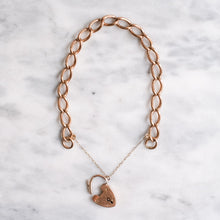 Load image into Gallery viewer, Antique Victorian 9K Rose Gold Curb-Link Padlock Bracelet

