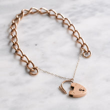 Load image into Gallery viewer, Antique Victorian 9K Rose Gold Curb-Link Padlock Bracelet
