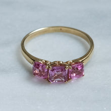 Load image into Gallery viewer, Vintage Pink Sapphire Trilogy Ring
