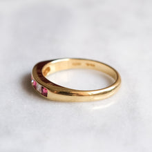 Load image into Gallery viewer, Vintage 18K Yellow Gold Channel Set Diamond Ruby Ring
