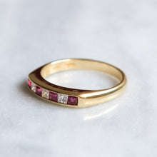 Load image into Gallery viewer, Vintage 18K Yellow Gold Channel Set Diamond Ruby Ring
