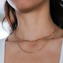 Load image into Gallery viewer, Vintage 9K Two-Tone Gold Coral Station Chain
