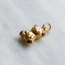 Load image into Gallery viewer, Vintage 18K Yellow Gold Enamel Teddy Bear Charm
