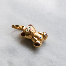 Load image into Gallery viewer, Vintage 18K Yellow Gold Enamel Teddy Bear Charm
