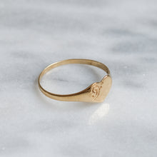 Load image into Gallery viewer, Vintage &quot;J&quot; Heart Signet Pinky Ring
