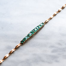 Load image into Gallery viewer, Antique Victorian 10K Rose Gold Colombian Emerald Fancy-Link Bracelet
