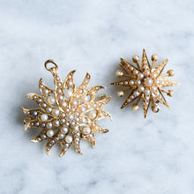 Load image into Gallery viewer, Antique Seed Pearl Celestial Starburst Brooch Pendant (Small)
