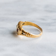 Load image into Gallery viewer, Antique Double Heart Diamond and Ruby Ring
