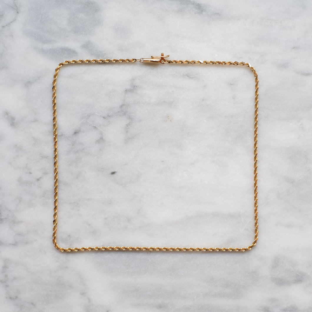 Vintage 14 inch 14K Yellow Gold Rope Necklace