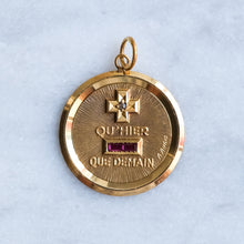 Load image into Gallery viewer, Vintage Round QU'HIER QUE DEMAIN Augis Pendant
