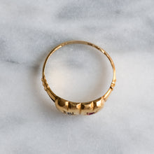 Load image into Gallery viewer, Antique Double Heart Diamond and Ruby Ring
