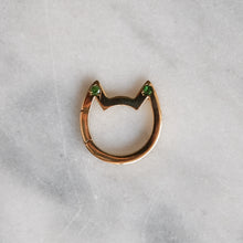 Load image into Gallery viewer, 18K Yellow Gold Eye of the Cat Connector with Gemstone Ear Tips
