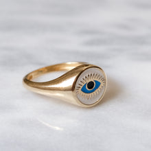 Load image into Gallery viewer, 9K Yellow Gold Enamel Evil Eye Ring
