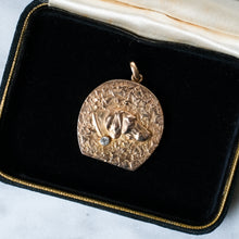 Load image into Gallery viewer, Art Deco Era 14K Rose Gold Dog Portrait Locket with Ivy Leaves
