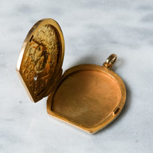 Load image into Gallery viewer, Art Deco Era 14K Rose Gold Dog Portrait Locket with Ivy Leaves
