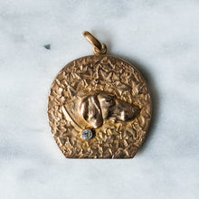 Load image into Gallery viewer, Art Deco Era 14K Rose Gold Dog Portrait Locket with Ivy Leaves
