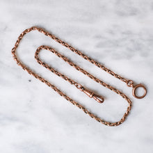 Load image into Gallery viewer, Antique 15.25 inch 9K Rose Gold Cable-Link Watch Chain
