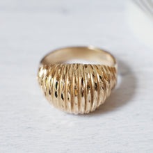 Load image into Gallery viewer, 14K Yellow Gold Etched Dome Bombé Ring in size UK N+ / US 7.5
