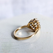 Load image into Gallery viewer, 14K Yellow Gold Open-Work Heart Diamond Halo Ring in Size US 6 / UK L
