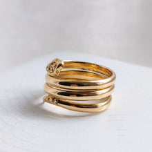 Load image into Gallery viewer, 18K Yellow Gold Snake Ring with Diamonds Size US 7.5 / UK P
