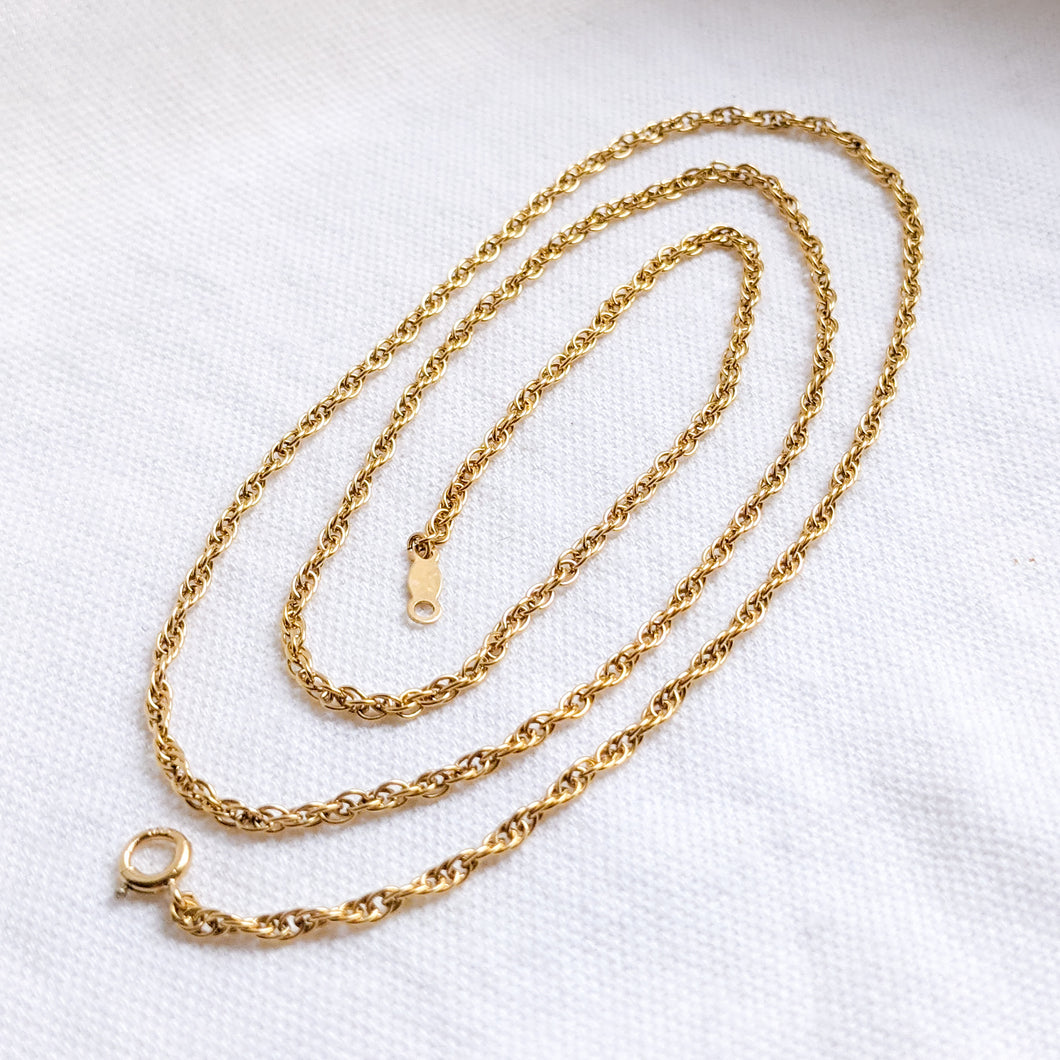 24 Inch 14K Yellow Gold Twist Rope Chain Necklace