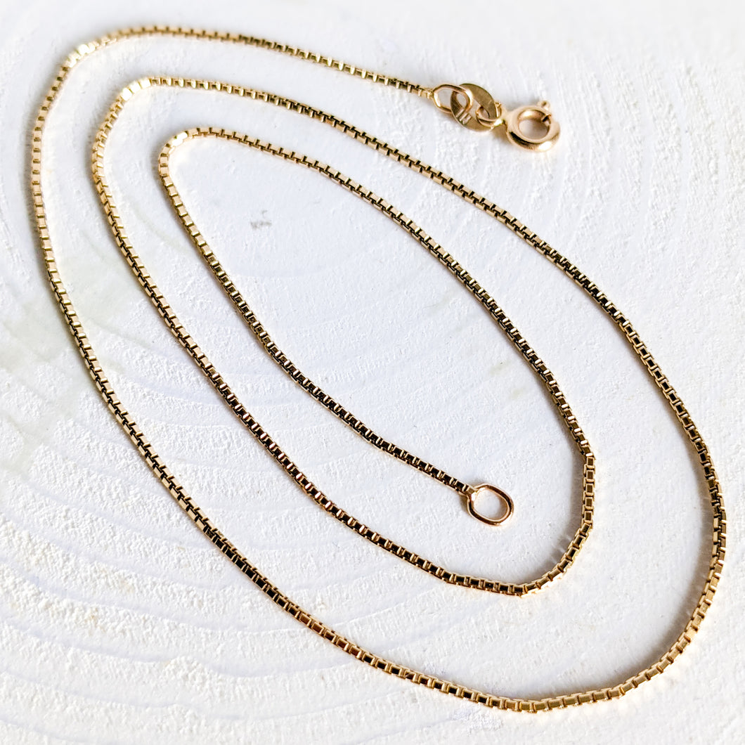 16 inch 14k Yellow Gold Box Chain, 41 cm Box Chain Necklace