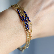 Load image into Gallery viewer, 28 inch 14K Yellow Gold Blue Enamel Spiral and Cable-Link Chain
