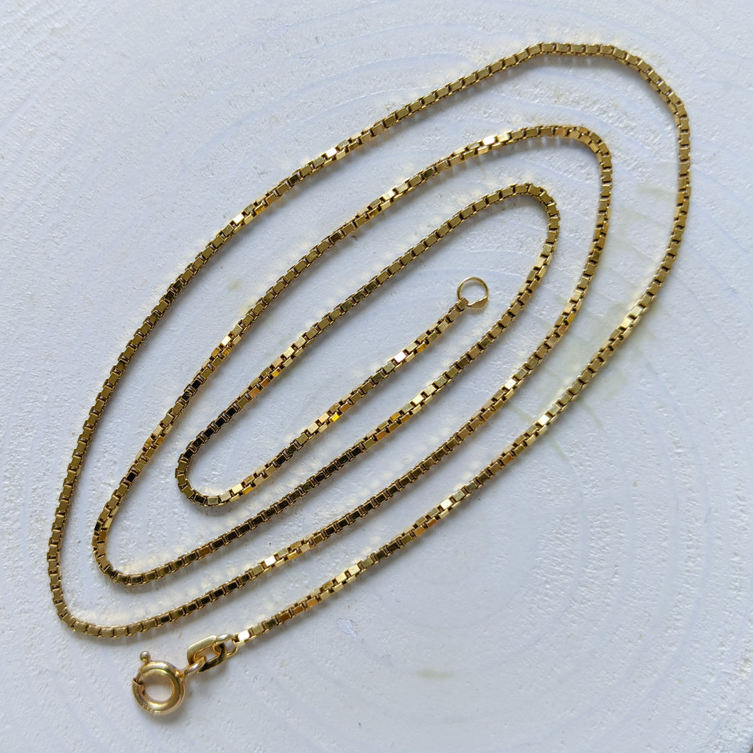 20 inch 14k Yellow Gold Box Chain, 50 cm 1.2mm Box Chain Necklace