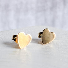 Load image into Gallery viewer, 14k Yellow Gold Heart Stud Earrings
