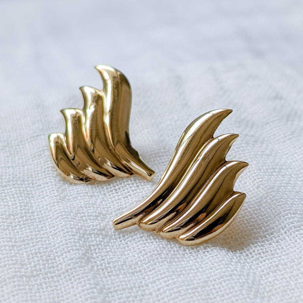 Reserved for IP: Vintage 14K Yellow Gold Wing-Style Earrings - Final Balance