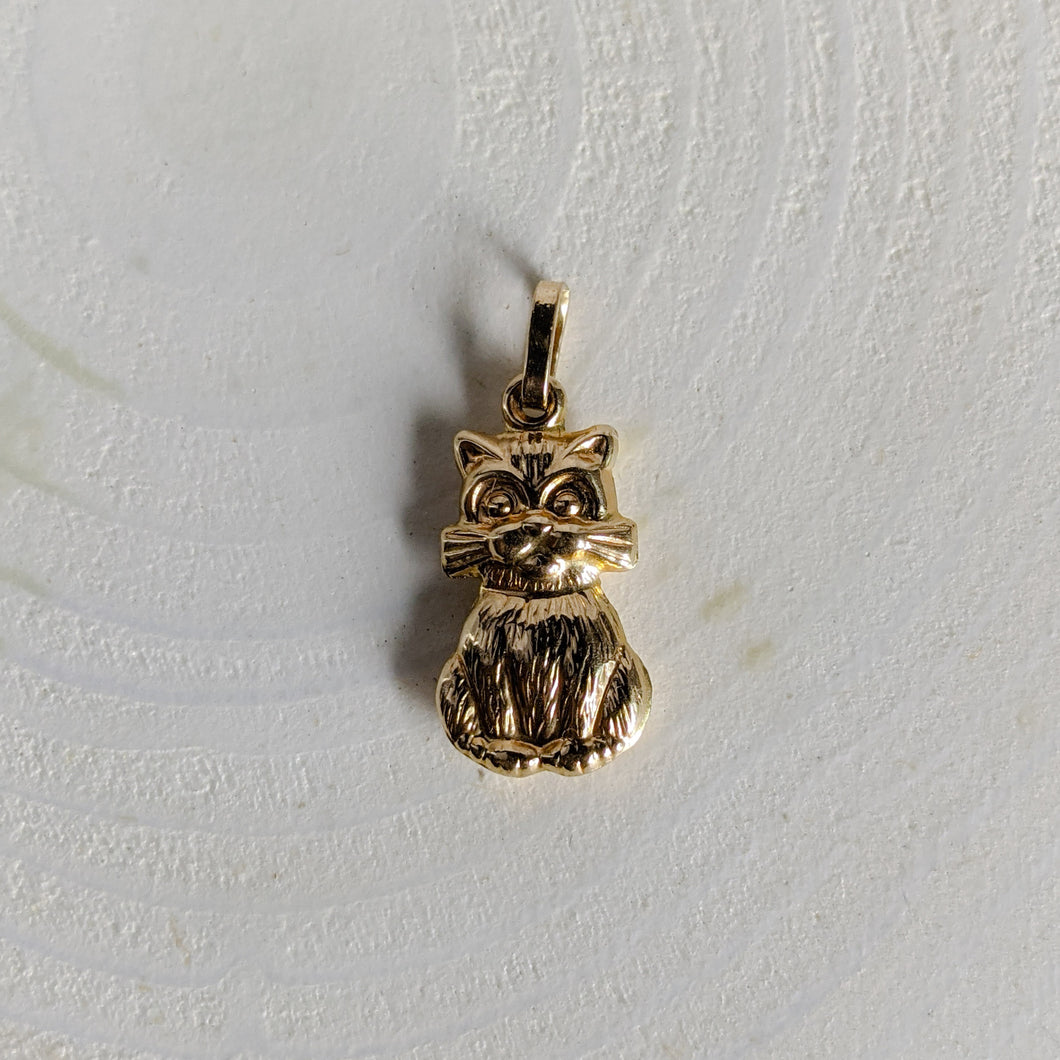 14K Yellow Gold Cat Charm