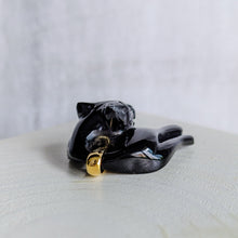Load image into Gallery viewer, 18K Yellow Gold Onyx Panther Pendant
